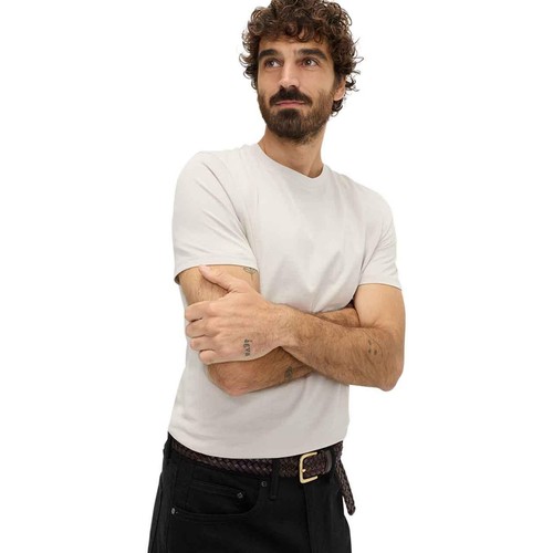 M&S Mens Regular Fit Pure Cotton Crew Neck T-Shirt, M, Beige