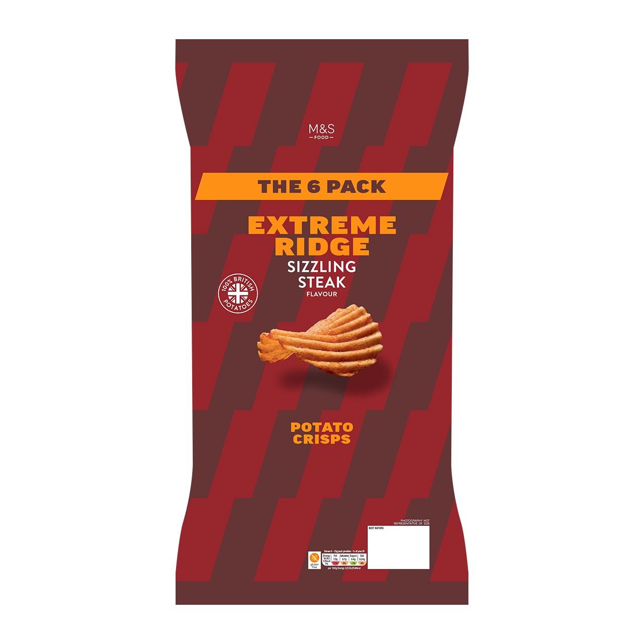 M&S Sizzling Steak Extreme Ridge Cut Crisps Multipack - Ocado