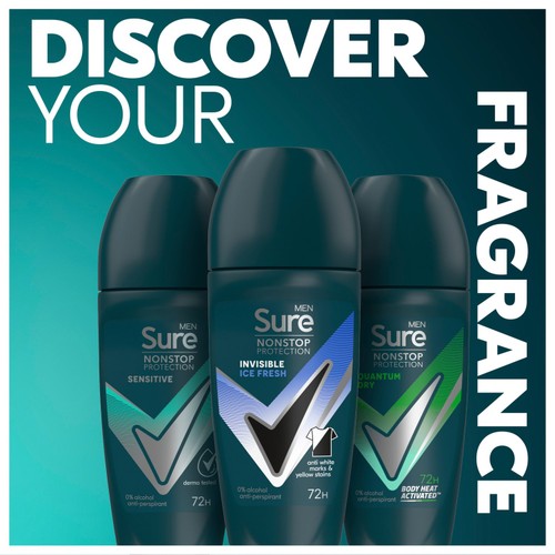 Sure Men 72hr Nonstop Antiperspirant Deodorant Roll On Invisible Ice