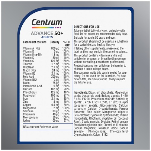 Centrum Advance 50+ Multivitamins & Vitamin Tablets, 30s