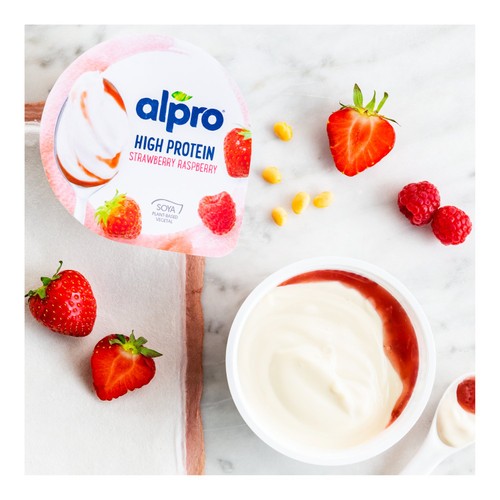 Alpro Greek Style Strawberry Raspberry Dairy Free Yoghurt Alternative