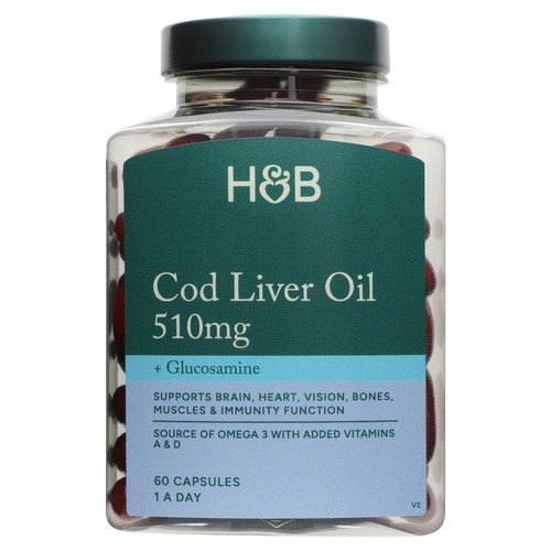 Holland & Barrett Cod Liver Oil 510mg + Glucosamine Capsules