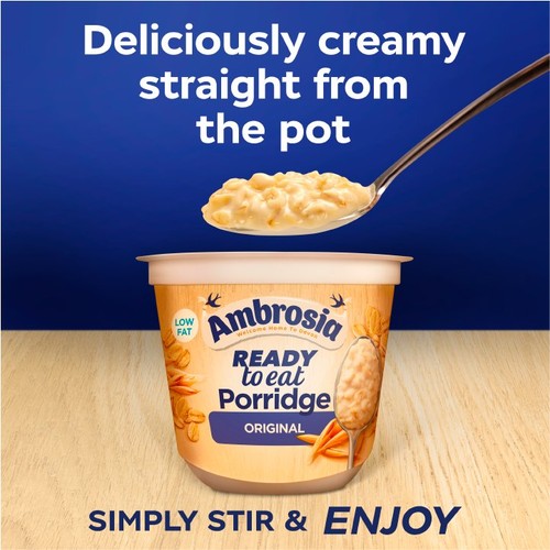 Ambrosia Ready to Eat Porridge Oat Cereal Pot Original