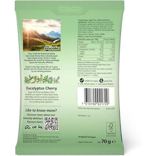 Ricola Eucalyptus Cherry Lozenge
