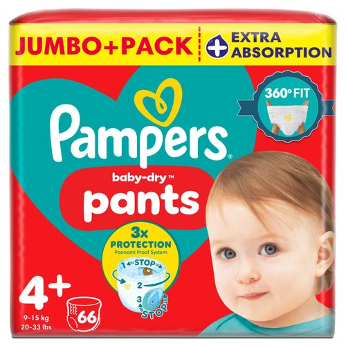 Pampers Baby-Dry Nappy Pants Size 4+ Extra Absorption Jumbo+ Pack