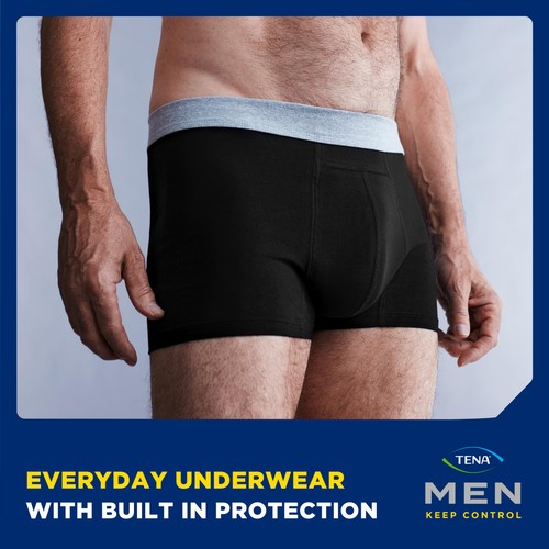 Tena Men Washable Incontinence Boxer Black Size Large