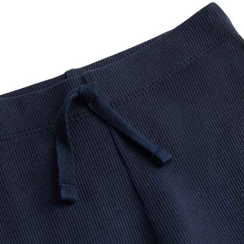 M&S Cotton Rich Ribbed Flared Leggings, 2-3 Years, Navy
