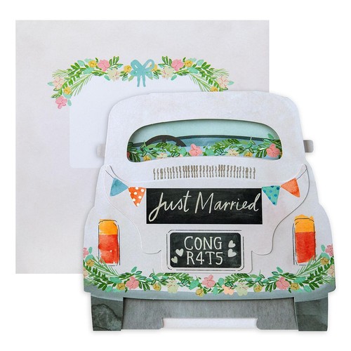 M&S Pop Up Decorated Car Wedding Card