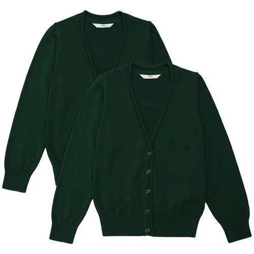 M&S 2PK COTTON CARDIGAN WITH STAYNEW 7-8 Y