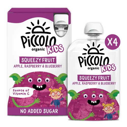 Piccolo Kids Squeezy Fruit Apple, Raspberry & Blueberry Multipack