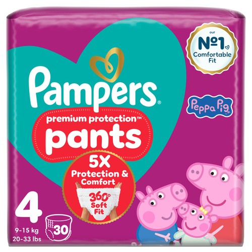 Pampers Premium Protection Nappy Pants, Size 4 (9-15kg) Essential Pack