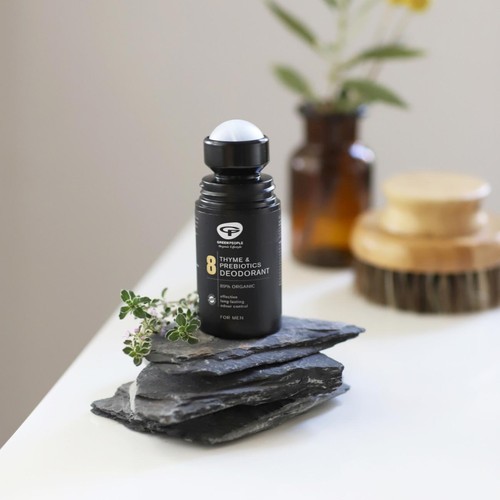 Green People Organic Men's Roll On Deodorant, Thyme & Prebiotics, Vegan