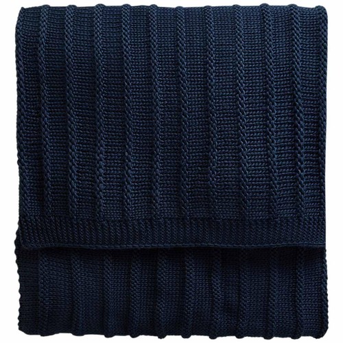 M&S Ribbed Knitted Throw, Navy
