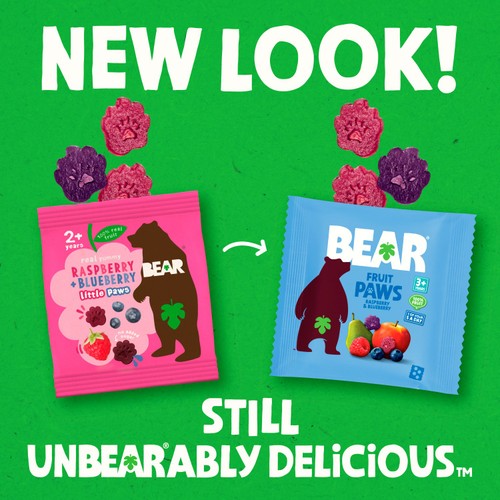 BEAR Raspberry & Blueberry Fruit Paws Kids Snack Multipack