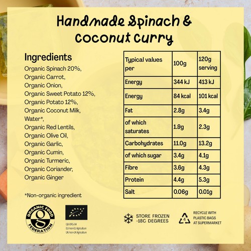 Lune & Wild Handmade Spinach & Coconut Curry Baby Purees 9+ Months