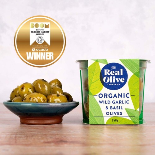 Real Olive Co. Organic Wild Garlic & Basil Pitted Olives