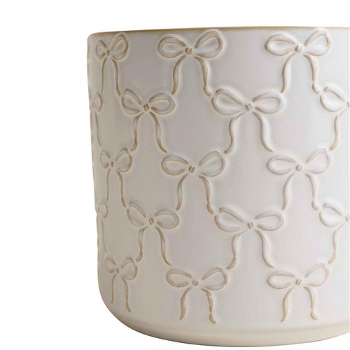 M&S Bow Ceramic Planter, White