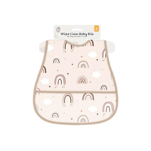 123 Baby Wipe Clean Baby Bib Rainbow