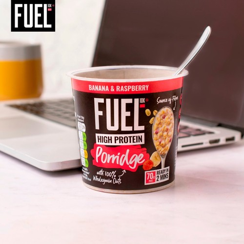 FUEL10K High Protein Banana & Raspberry Porridge Oat Cereal Pot