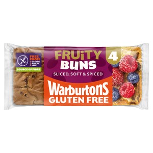 Warburtons Gluten Free Cinnamon & Raisin Sliced Fruity Buns 4 Pack