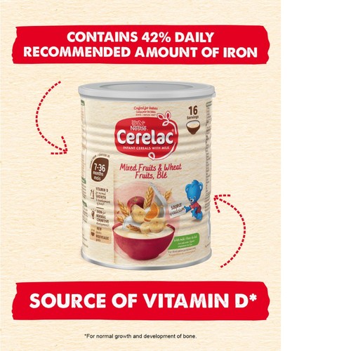 Cerelac Infant Cereals with Milk Mixed Fruits & Wheat 7+ Months 400g