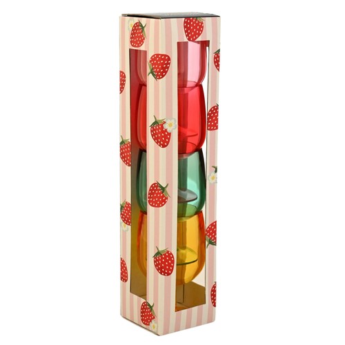 Summerhouse Strawberries & Cream Stacking Wine Glass Picnic Set