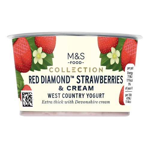 M&S Collection Red Diamond Strawberries & Cream West Country Yogurt