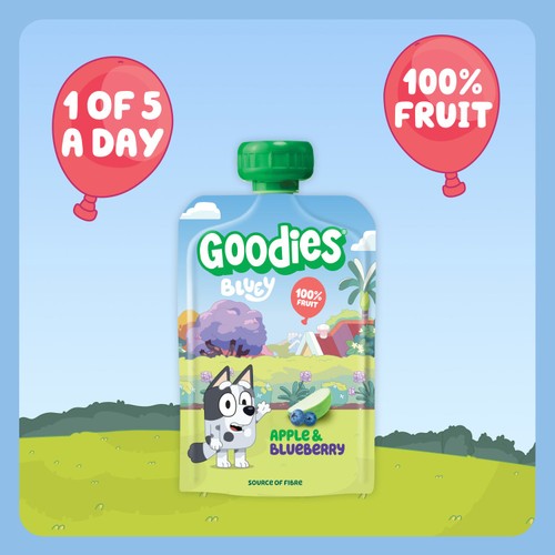 Goodies BLUEY Kids Snack Apple & Blueberry Smoothie Fruit Pouch Multipack
