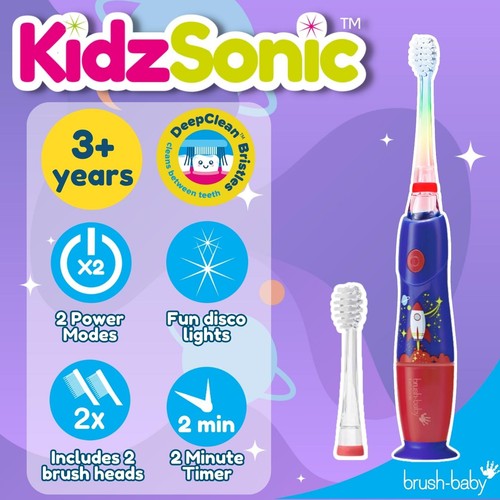 Brush-Baby KidzSonic Rocket Electric Toothbrush, 3+ Yrs