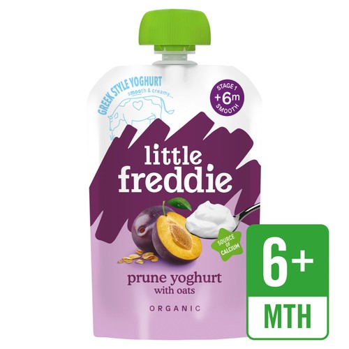 Little Freddie Organic Prune Yoghurt with Oats Baby Food Pouch 6+ Months