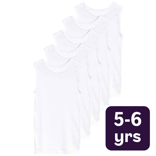 M&S Collection Unisex Cotton Vests, 5-6 Y, White