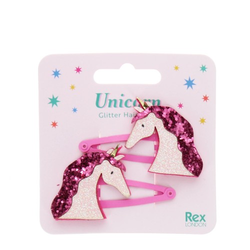 Rex London Glitter Hair Clips Unicorn