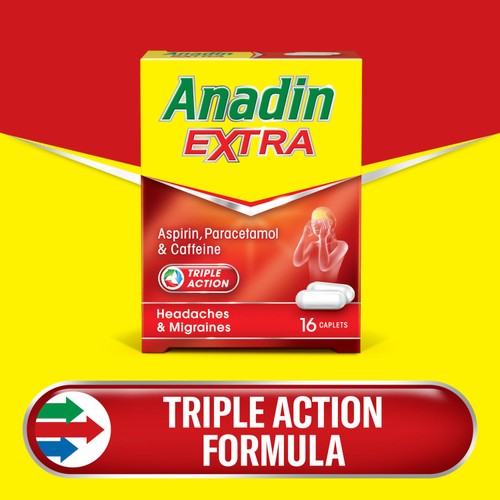 Anadin Extra Aspirin, Paracetamol, & Caffeine Caplets, 16s