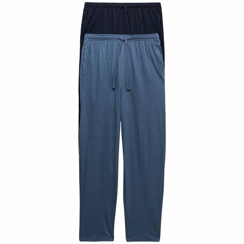 M&S Mens Pure Cotton Pyjama Bottoms, XXL, Blue Mix