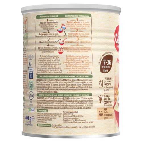 Cerelac Infant Cereals with Milk Mixed Fruits & Wheat 7+ Months 400g