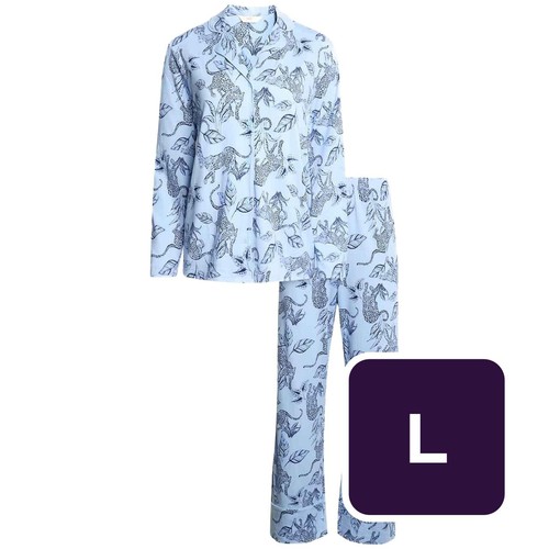 M&S Womens Soft Touch Revere Pyjama Set, Large, Navy