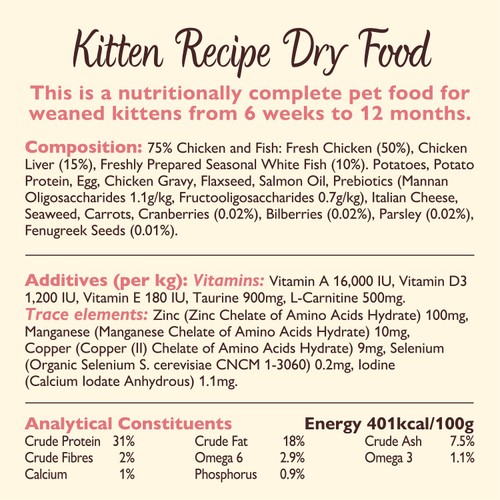 Lily's Kitchen Cat Chicken & White Fish Dry Kitten Food