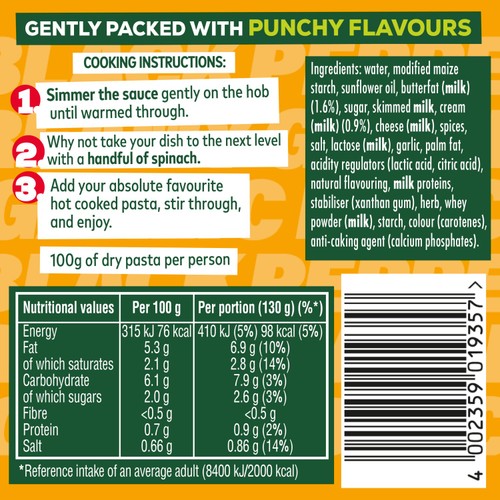 Dolmio Intensify Mild Creamy Garlic & Black Pepper Pasta Sauce