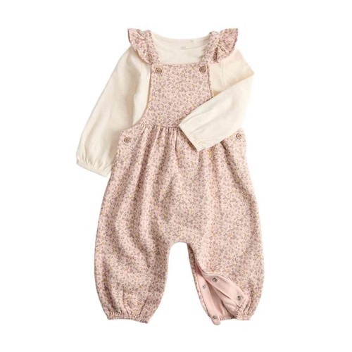 M&S Ditsy Dungaree, 0-3 Months, Pink