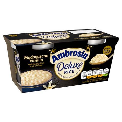 Ambrosia Deluxe Rice Pudding Madagascan Vanilla Dessert Snack Pots
