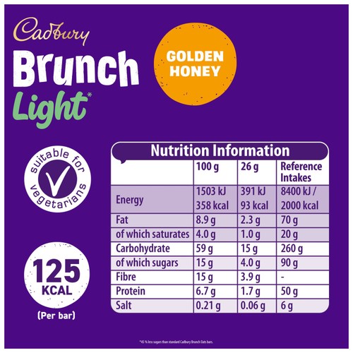 Cadbury Brunch Light Honey and Oat Chocolate Cereal Bars