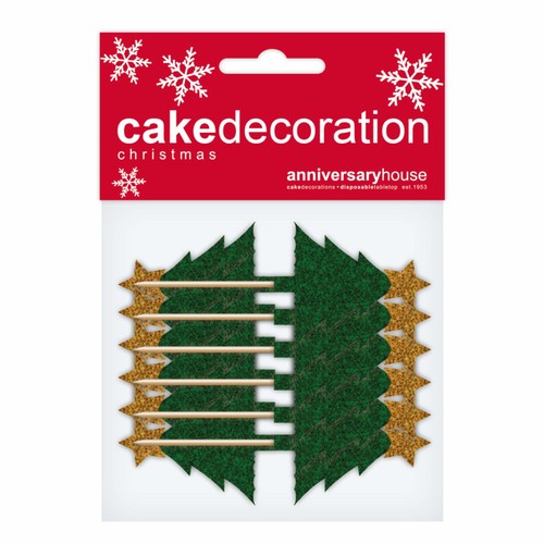 Glitter Christmas Tree Cupcake Toppers