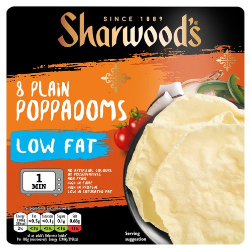 Sharwood's Low Fat Plain Poppadoms