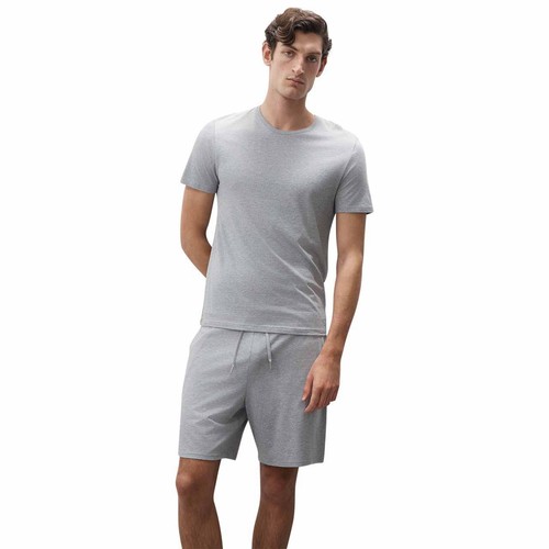 M&S Mens Autograph Pima Cotton Pyjama Shorts, S, Grey Marl