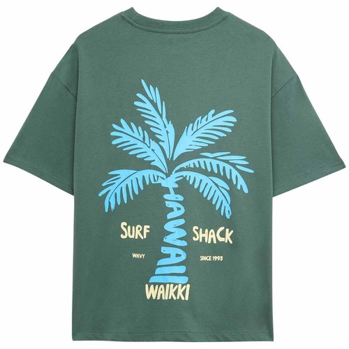 M&S Graphic Tee, 7-8 Years, Bottle Green