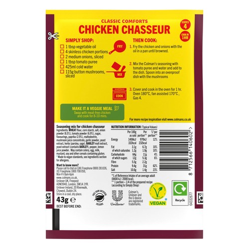 Colman's Recipe Mix Chicken Chasseur