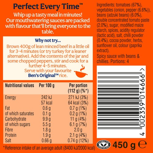Ben's Original Hot Chilli Con Carne Sauce