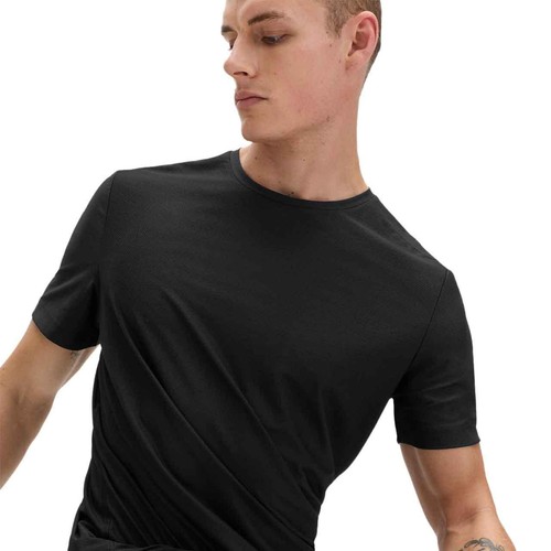 M&S Mens Goodmove Activewear Jacquard Mesh Stripe T-Shirt, M, Black