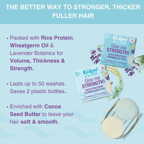KinKind Give me STRENGTH! Conditioner Bar with Wheatgerm Oil & Rice Protein