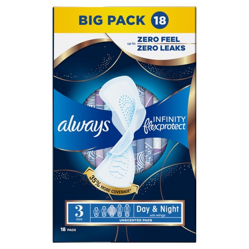 Always Infinity Pads Night (Size 3) Value Pack 18 Count